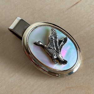 Duck Vintage Tie Clip / Vintage Wedding Mens Accessory / Abalone Shell Detail / Duck Hunting Clip / Vintage Mens Accessories / Mid Century