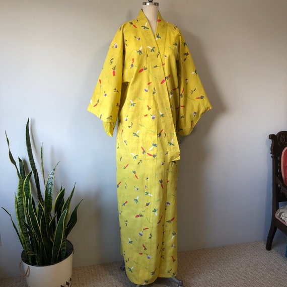 Yellow Vintage Kimono / Lounge Wear / Carrot Turn… - image 2