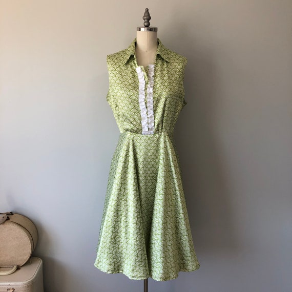 Green Handmade Day Dress / Handmade Vintage 60s D… - image 10
