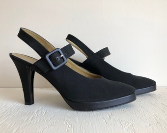 Vintage YSL Black High Heel Pumps, Designer Shoes (Size 8.5/M)