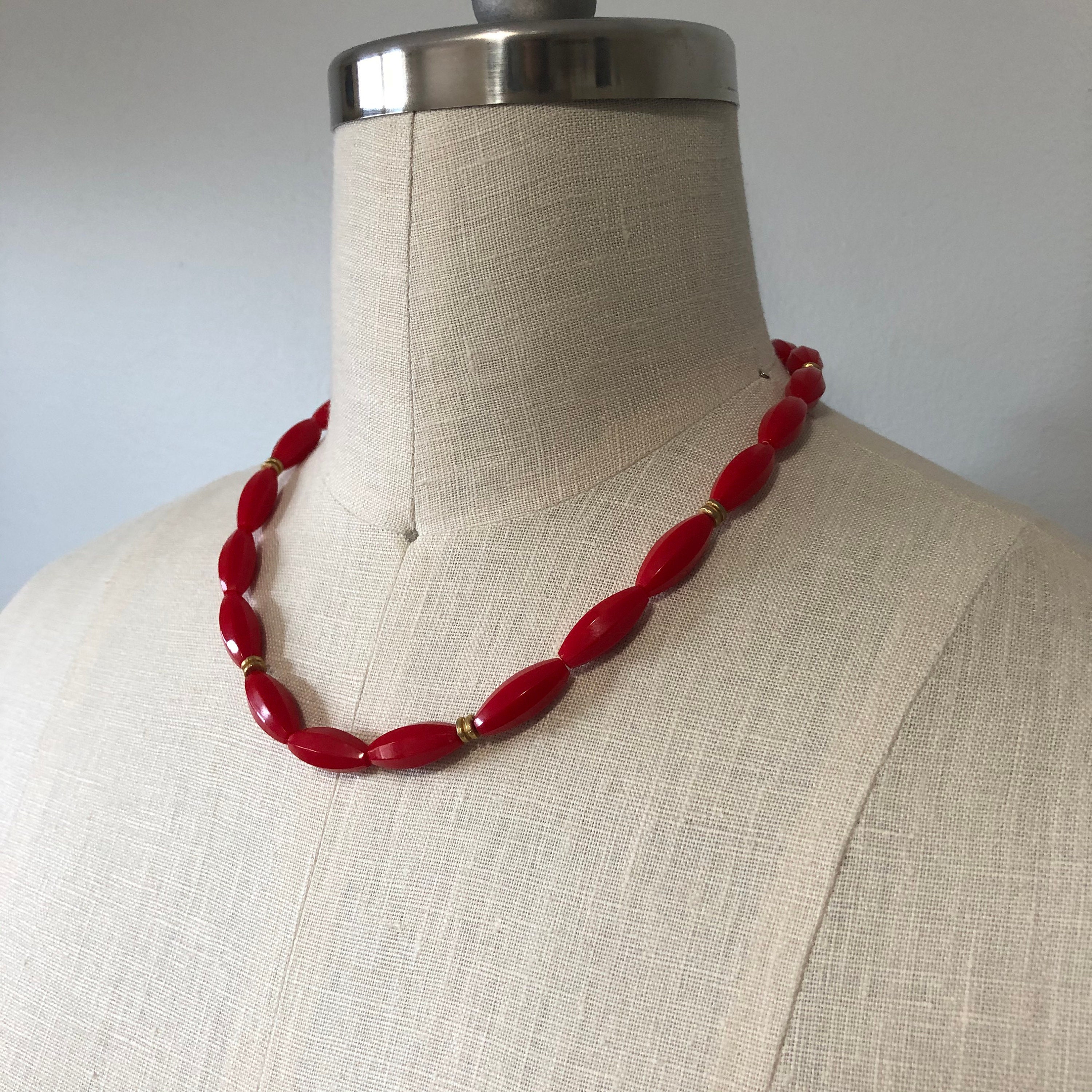 ビンテージ風 赤いビーズ ネックレス 楽天市場】ターコイズ MIX ビーズネックレス 赤 60cmレッド メンズ