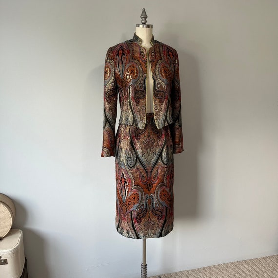 Vintage 80s Suit / Vibrant Metallic Fabric / Two … - image 5