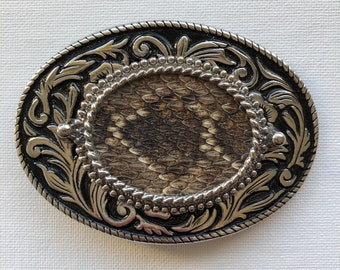 Snake Skin Belt Buckle / Vintage Silver Western Buckle / 70s Men’s Accessories / South Western / Unique Vintage Jewelry / Gift