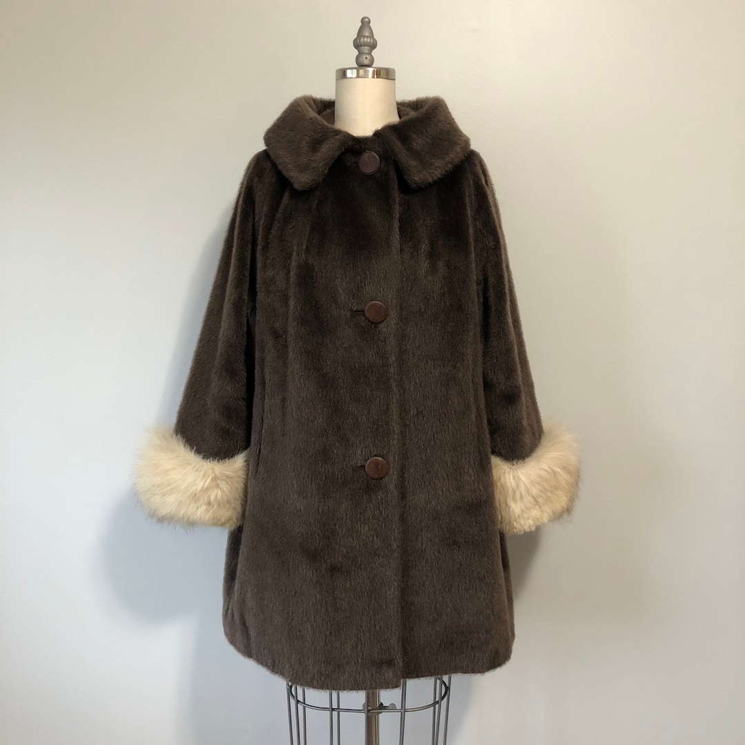 1960s Faux Fur Coat / Brown Vintage Coat / Classy Vintage Fall Jacket