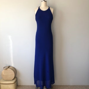 Vibrant Blue Evening Gown / Long Vintage 80s Dress / Diamond Detailing / Elegant Blue Vintage Gown / Vintage Wedding / Vintage Evening Gown image 6