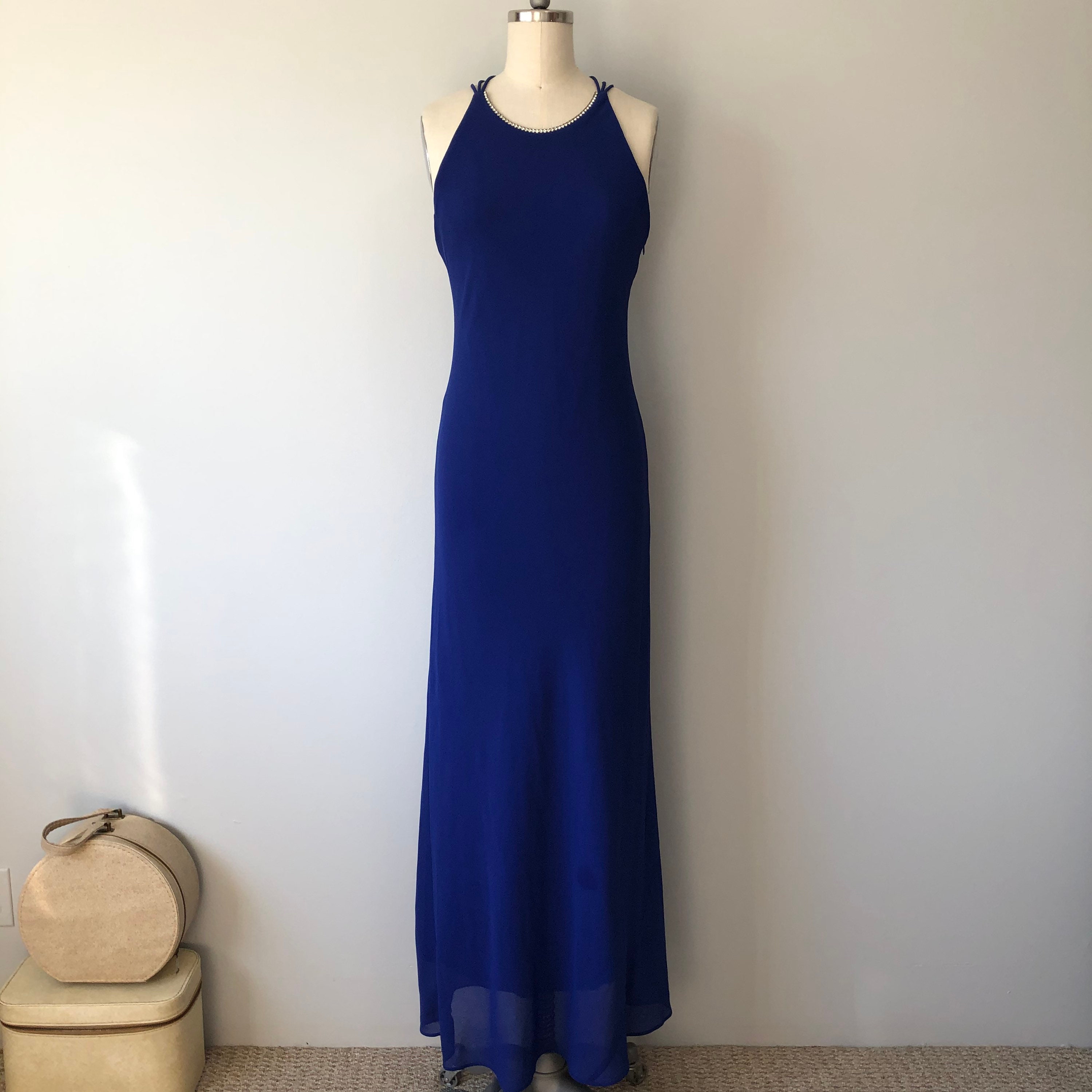 Vibrant Blue Evening Gown / Long Vintage 80s Dress / Diamond | Etsy Canada