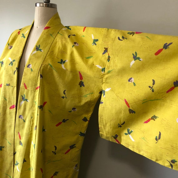 Yellow Vintage Kimono / Lounge Wear / Carrot Turn… - image 3