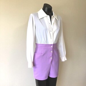 Vintage 60s Romper: Cream Blouse, Mauve Go Go Shorts, Size S