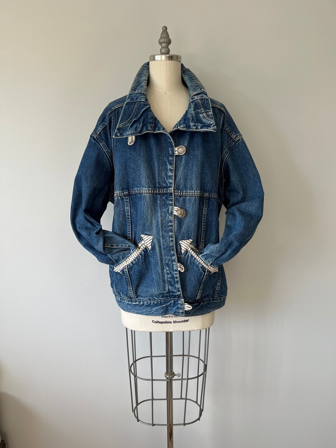 Jean Vintage Jacket / Striped Detailing / Nautical Style