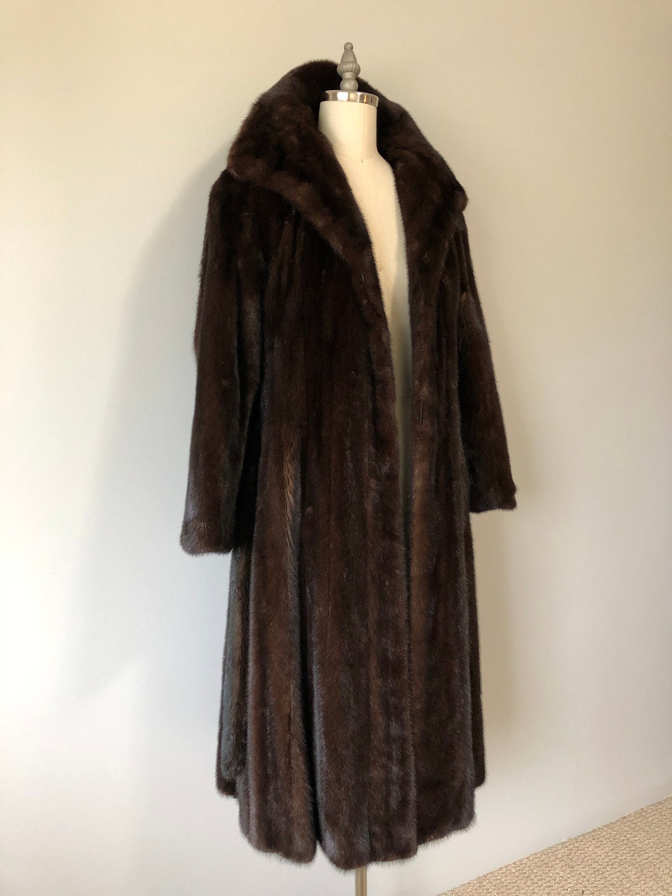 Stunning Vintage Coat / Fur 50s Coat /Long Brown Coat / | Etsy