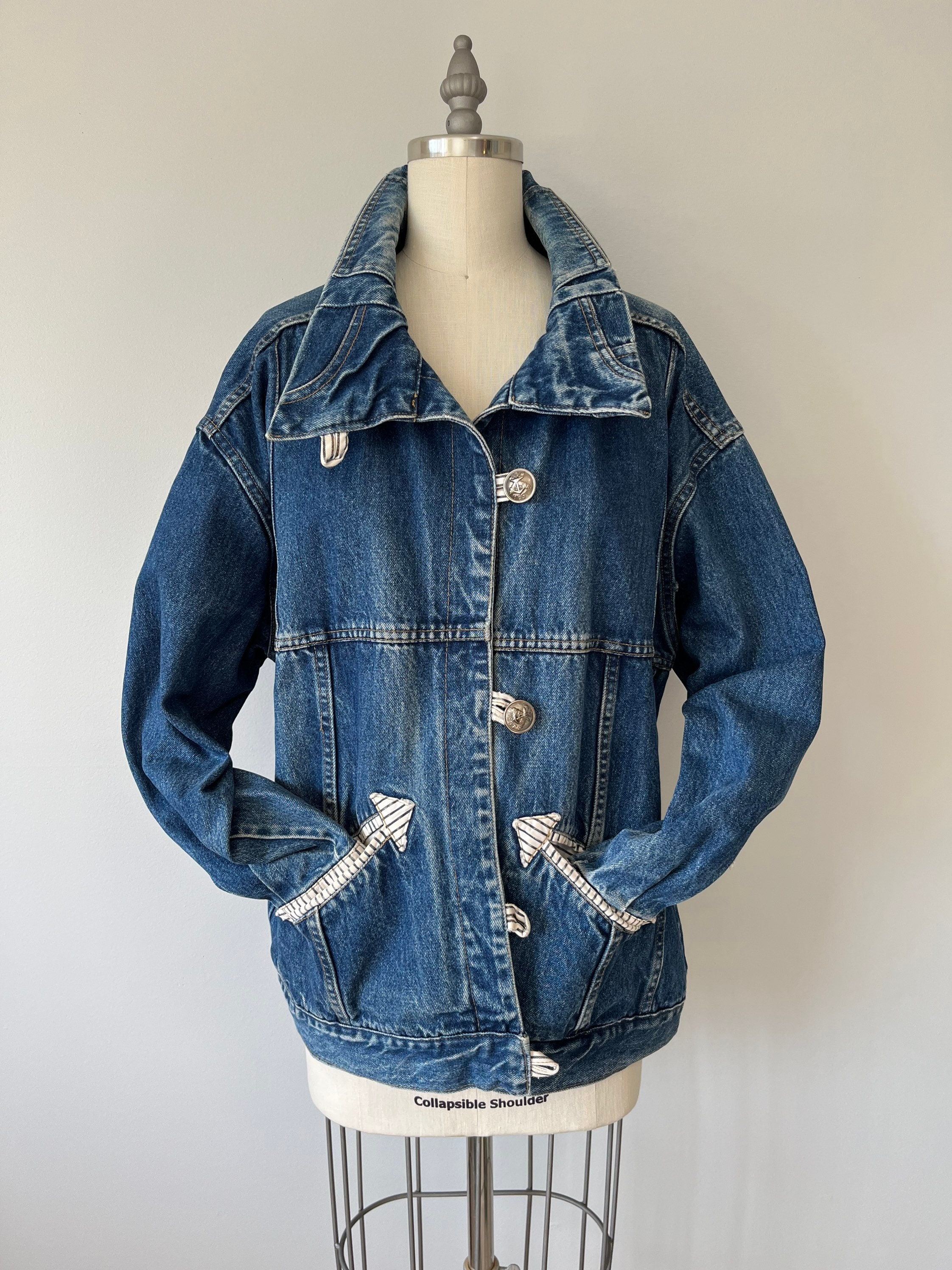 最安挑戦！ Jean Vintage Jacket / Striped Detailing / Nautical Style ジャケット・アウター