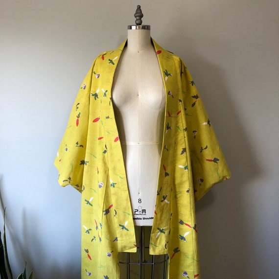 Yellow Vintage Kimono / Lounge Wear / Carrot Turn… - image 9