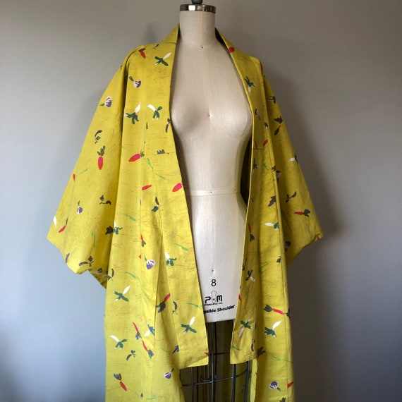 Yellow Vintage Kimono / Lounge Wear / Carrot Turn… - image 4