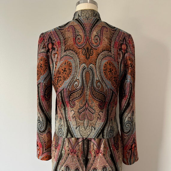 Vintage 80s Suit / Vibrant Metallic Fabric / Two … - image 7