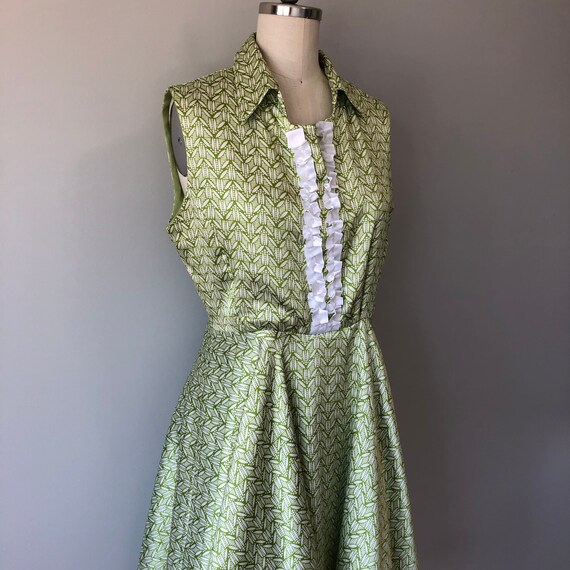 Green Handmade Day Dress / Handmade Vintage 60s D… - image 6