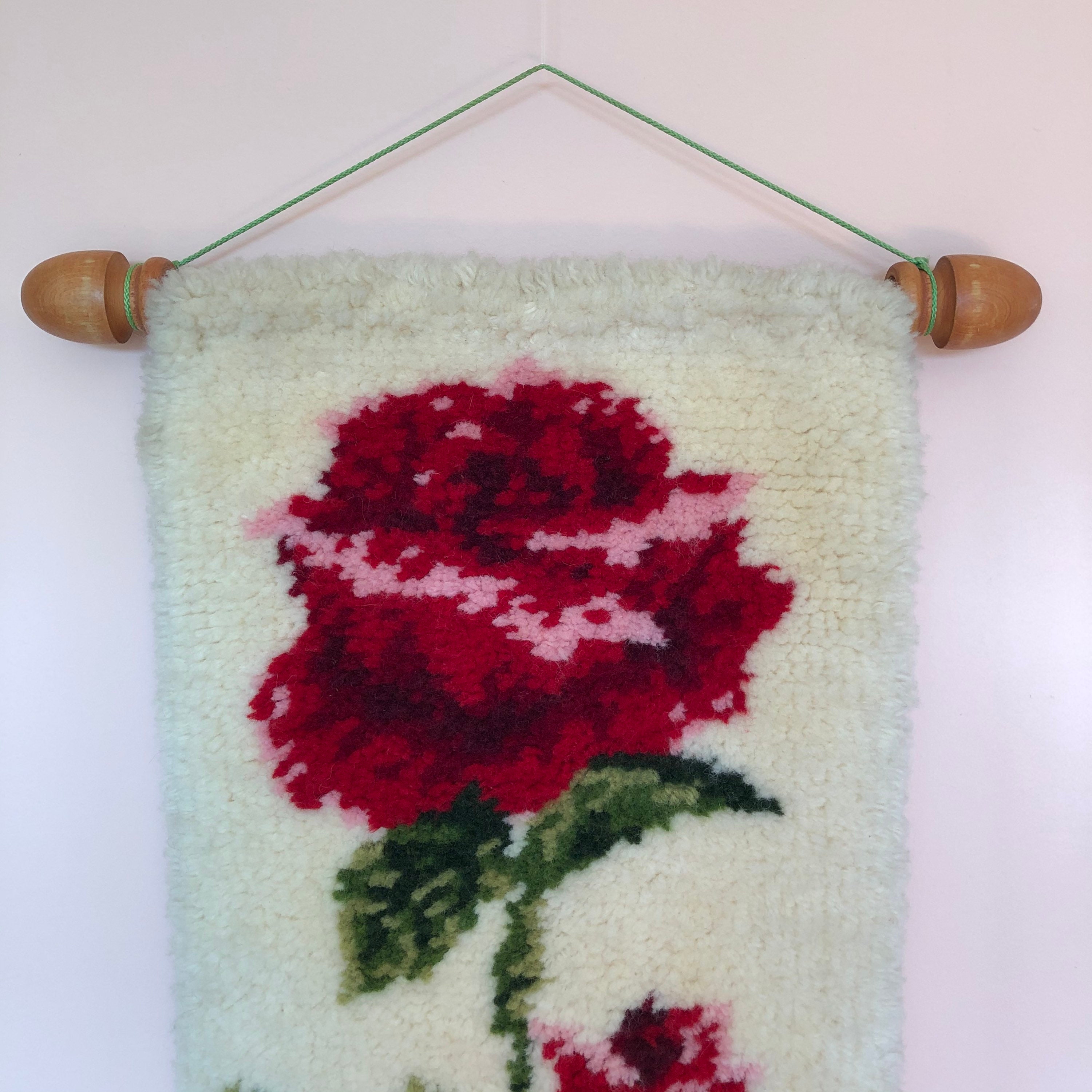 Vintage Rose Weave / Handmade Wall Hanging / Mid Century / Etsy Canada