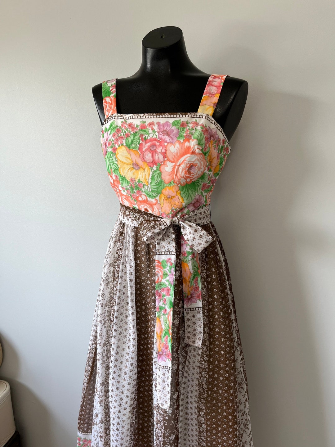 Floral Boho Dress / 70s Garden Dress / Vintage Spring Summer / - Etsy ...