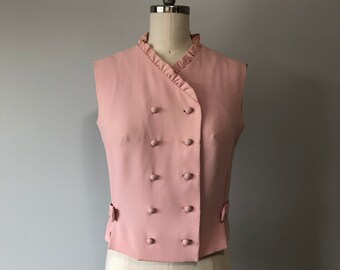 Lovely Pink Top / 60s Vintage Top / Ruffle Collar / Classy Vintage Blouse / Elegant Dressy Vest / Rockabilly / Pinup