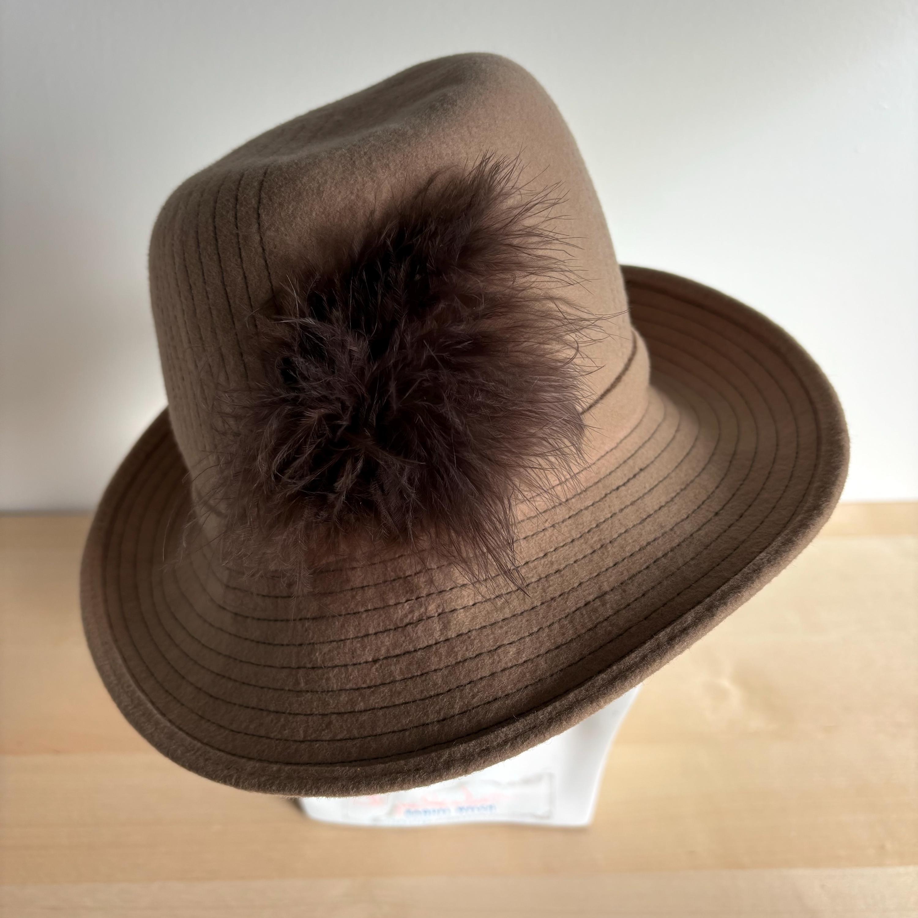 Vintage‎ HPL Vintage Brown Wool Feather Unisex Fedora Fedora Brown One Size Vintage Hats for Men for sale | eBay main image 3