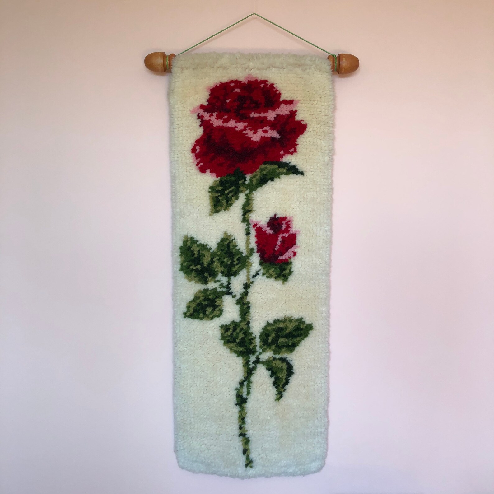 Vintage Rose Weave / Handmade Wall Hanging / Mid Century / Etsy Canada