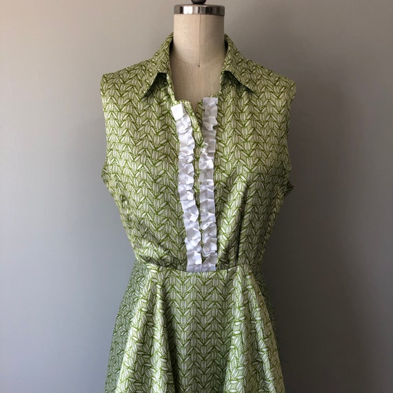 Green Handmade Day Dress / Handmade Vintage 60s D… - image 2