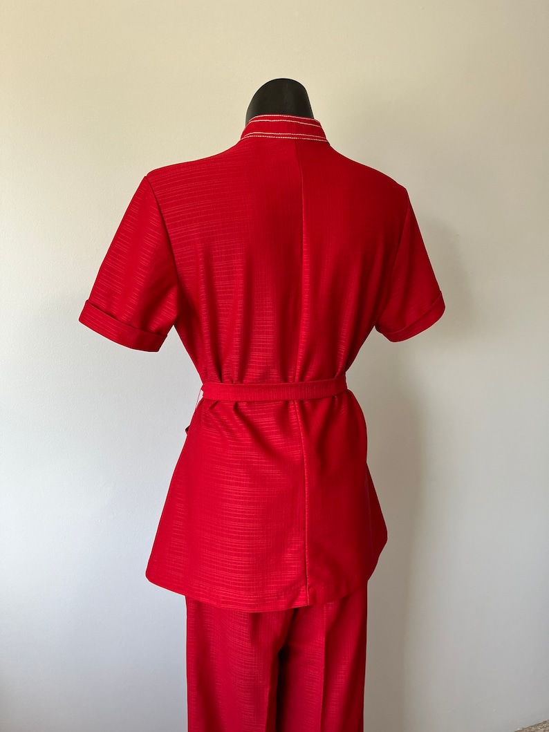 Rood Vintage Uniform / Vintage Pak / Verpleegsters Uniform / Canadees Made Uniformen / Rode Server TweedeLig / Wit Trim afbeelding 8
