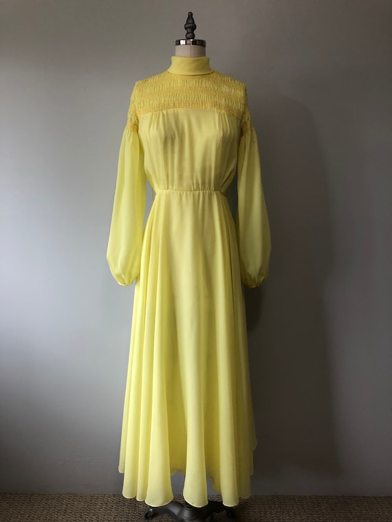 Gorgeous Yellow Gown / Vintage Sheer Light Dress … - image 2