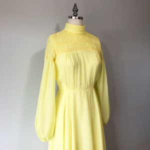 Gorgeous Yellow Gown / Vintage Sheer Light Dress / Vintage Wedding / Bridesmaid Dresses / 60s Gowns / Cottagecore / Elegant Yellow Dress