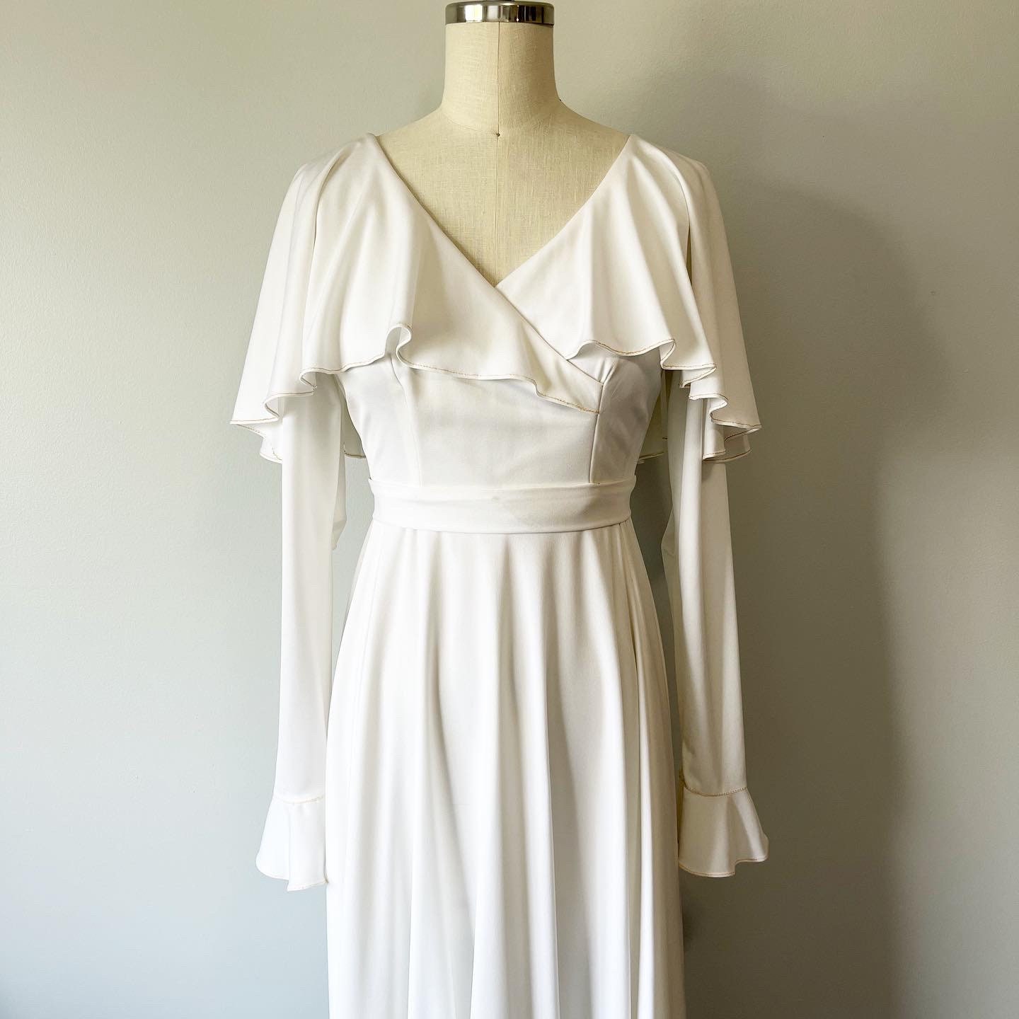 70s Wedding Dress / Vintage Handmade Gown / Cream White Boho 70s Wedding Dress / Vintage Handmade Gown / Cream White Boho