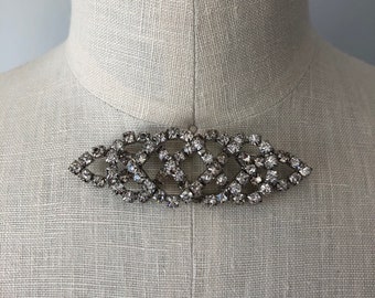 Beautiful Diamond Vintage Brooch / Sparkly 50s Pin / Hair Up-do Pin Clip / Hat Pin / Wedding Accessory / Gift