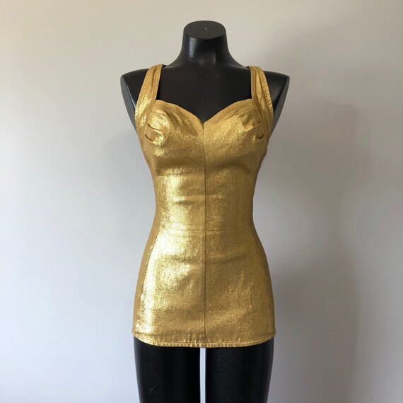Gold Vintage Swimsuit / One Piece Stunning Bathing