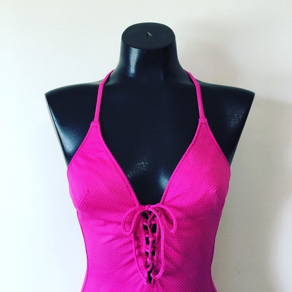 pink one piece bathing suit