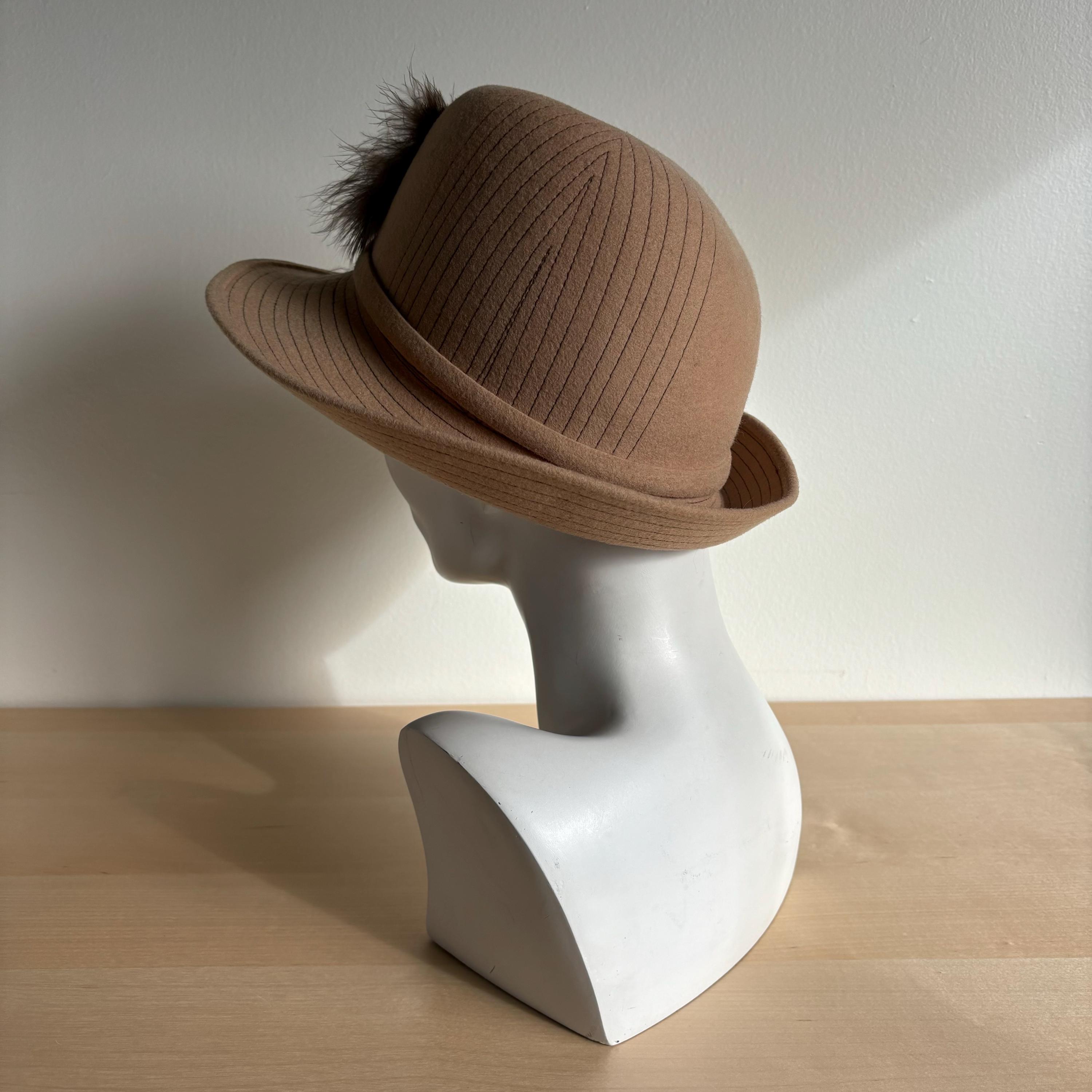 Vintage‎ HPL Vintage Brown Wool Feather Unisex Fedora Fedora Brown One Size Vintage Hats for Men for sale | eBay main image 2