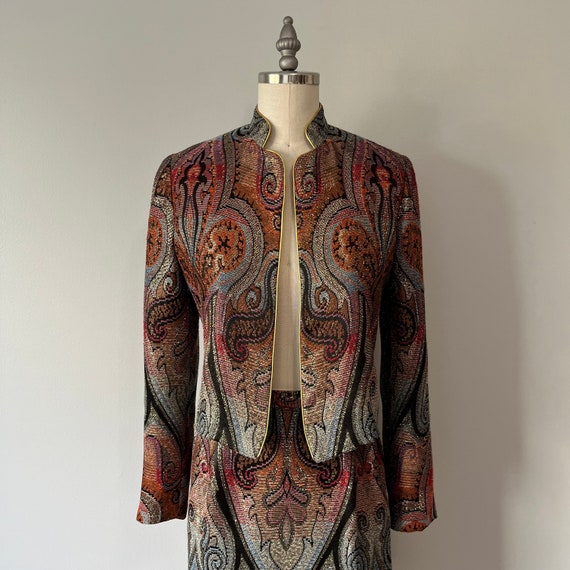 Vintage 80s Suit / Vibrant Metallic Fabric / Two … - image 10