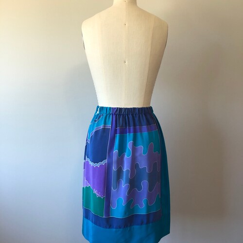 Silk Handmade Skirt / Vintage Blue Skirt / Silk Satin Vintage / shops 80s Designer Fashion