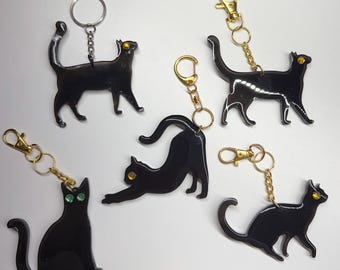 Llavero de regalo para amantes de los gatos, dije de gato negro, llavero de animalito adorable, pequeño regalo hecho a mano