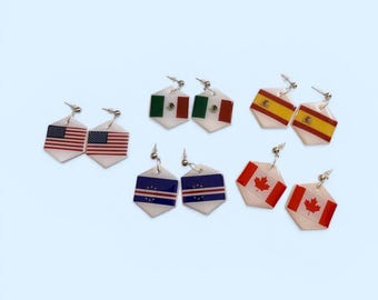 Pendientes con banderas del mundo / Colección FIFA 2026 / Disponibles en cualquier país / Regalo de viaje hecho a mano / Pendientes con el orgullo de tu país / Pide la bandera de tu país