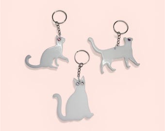 Llavero de regalo para amantes de los gatos, dije de gato blanco, llavero de animalito lindo, pequeño regalo hecho a mano