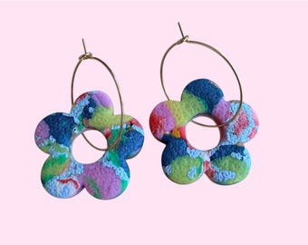 Pendientes de flores de arcilla polimérica