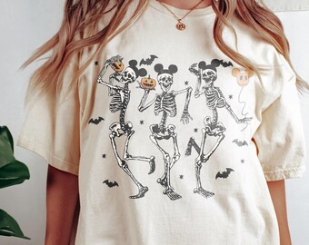 Vintage Disney Halloween Party Tanzen Skelett Micky Ohren Shirt, Disney Skelett Shirt, Disneyland Familie T-shirt, lustiges Skelett Shirt
