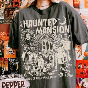 Retro The Haunted Mansion Shirt, Disney Halloween T-shirt, Madam Leota Hitchhiking Ghosts, Halloween Matching Family Shirt,Spooky Season Tee