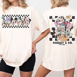 Retro Mickey & Co Est 1928 Shirt, Mickey And Friends Shirt, Disney Family Vacation Checkered Shirt, Disneyland Shirt, Disney Trip Tee