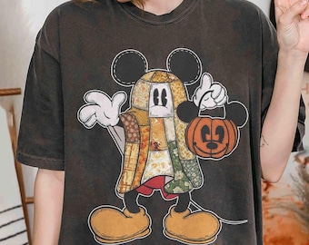 Retro Preppy Mickey Geist Patchwork Halloween Shirt, Mickey nicht so beängstigend Halloween Party, Mickey Halloween Shirt, Disneyland Halloween Shirt