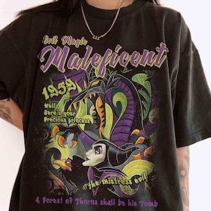 Vintage Maleficent Dragon Graffiti Comfort Colors Shirt, Disney Sleeping Beauty Villains Retro Shirt, Disneyland Family Vacation 2025 Trip