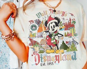 Vintage Disneyland Custom Weihnachtshemd, Mickey und Friends Weihnachtshemd, Disney Familie Weihnachtshemden, Disney Weihnachtsfeier Hemd