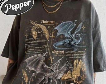 Fourth Wing Dragon Comfort Colors Shirt, Tairn & Andarna T-Shirt, Basgiath War College Shirt, Dragon Rider Shirt, Bookish Gift for Readers