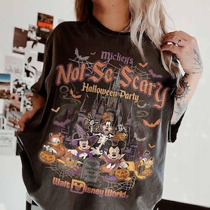 Vintage Mickey&#39;s Not So Scary Halloween Party 2025 All Characters Skeleton Shirt, Disney Halloween Shirt, 2025 Halloween Disney Family Shirt