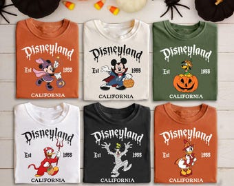 Vintage Disneyland Halloween All Characters Shirts, Mickey And Friends Halloween Shirt, Halloween Party, Disney Family Halloween Shirts