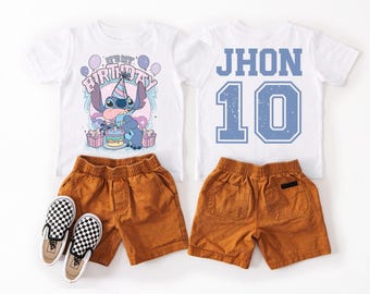 Camiseta de cumpleaños de Stitch de Disney, camiseta personalizada para fiesta de cumpleaños, camiseta de viaje a Disney, camiseta de cumpleaños de Stitch y Lilo