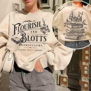 Wizard Book Shop T-Shirt, HP Fall Sweatshirt, HP Fan Gift, Flourish and Blotts Shirt, Bookworm Shirt, Universal Magical Family Trip Shirt